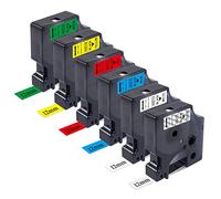 BEYONDTEK Lot de 6 rubans d'étiquettes compatibles Dymo D1 12 mm x 7 m pour Dymo LabelManager 160 210D 360D 280 420P 500TS, compatible avec Dymo D1 45013 45010 45016 45017 45018 45019 Rubans