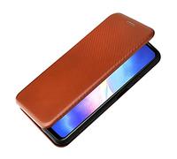 BeyondTop Coque pour Blackview A90, Housse Étui en Fibre de Carbone Cuir Flip Portefeuille avec, Rabat avec Fente Carte et Support Fonction Étui pour Blackview A90-Marron