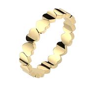 beyoutifulthings Bague de fiançailles pour femme avec cœurs entrelacés en acier chirurgical doré 4 mm de large poli brillant 49 (15,6)-62 (19,7), Acier chirurgical 316L, Aucune pierre précieuse