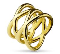 beyoutifulthings Bague de fiançailles scintillante double bande X en acier chirurgical 316L - Bague de fiançailles - Alliance - Argent, or, or rose - 47 (15) - 60 (19), Acier inoxydable