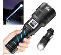 BEYSTE Lampe Torche LED Ultra Puissante, 1000000 Lumens Lampe De Poche, Torche LED Puissante Rechargeable, Lampe Torche Puissante, Torche à Haute Luminosité, 2 Commutateur XHQ100.2 Tactique Torches