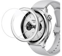 Bezel et verre de protection compatible avec Xiaomi Watch S3/S4, anneau de lunette anti-rayures en acier inoxydable pour Xiaomi Watch S3/S4 Accessoires (argent, double fuseaux horaires)