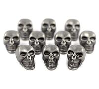 Bezelry Lot de 10 boutons en forme de tête de mort Gris argenté 25 mm x 16 mm. Gris argenté.