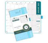 BEZEND Agenda 2 ans 2025 2026 - 16,8 x 9,7 cm - 1 mois sur 2 pages de jan 2025 à décembre 2026 - Couverture rigide - Planificateur mensuel avec poche intérieure - Bleu ciel