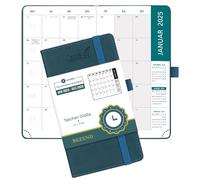BEZEND Agenda 2 ans 2025 2026, 16,8 x 9,7 cm, 1 mois sur 2 pages, de jan 2025 à décembre 2026, en cuir synthétique, couverture rigide, avec poche intérieure, vert foncé