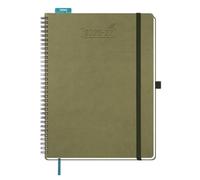 BEZEND Agenda 2026 2027 A4 Semainier Spirale 28 x 22 cm 18 Mois De Juil. 2026 à Déc. 2027, Agenda Scolaire avec Porte-Stylo Autocollant, Règle Signet, Couverture Souple en Cuir PU, Kiwi
