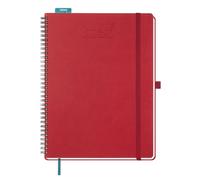 BEZEND Agenda 2026 2027 A4 Semainier Spirale 28 x 22 cm 18 Mois De Juil. 2026 à Déc. 2027, avec Calendrier Mensuel, Porte-Stylo Autocollant, Règle Signet, Couverture Souple en Cuir PU, Rouge