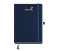 BEZEND Agenda 2026 2027 A5 Semainier 21 x 15,5 cm 18 Mois De Juil. 2026 à Déc. 2027, Agenda Scolaire avec Double Horaire 1 Semaine 2 Pages, Couverture Rigide en Cuir PU, Bleu Prussien
