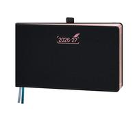 BEZEND Agenda 2026 2027 Semainier Moyen 14 x 23 cm 18 Mois De Juil. 2026 à Déc. 2027, Agenda Scolaire avec Vertical 1 Semaine 2 Pages, Tranche Or Rosé, Couverture Rigide en Cuir PU, Noir
