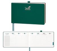 BEZEND Agenda 2026 Semainier 14 x 23 cm Vertical 1 Semaine 2 Pages avec Rose Gold Bord de Papier - Couverture Rigide en PU, Vert Forêt