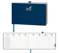 BEZEND Agenda 2026 Semainier 14 x 23 cm Vertical 1 Semaine 2 Pages avec Rose Gold Bord de Papier - Couverture Rigide en PU, Bleu Prussien