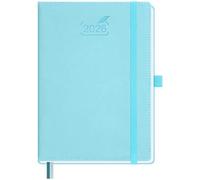 BEZEND Agenda 2026 Semainier A5 21 x 15,5 cm, janvier à décembre 2026 (12 mois) avec Couverture Rigide en Cuir PU, Bleu Ciel