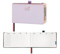 BEZEND Agenda 2026 Semainier de Poche 9 x 16,5 cm Vertical 1 Semaine 2 Pages avec Rose Gold Bord de Papier - Couverture Rigide en PU, Lilas