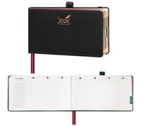 BEZEND Agenda 2026 Semainier de Poche 9 x 16,5 cm Vertical 1 Semaine 2 Pages avec Rose Gold Bord de Papier - Couverture Rigide en PU, Noir