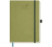 BEZEND Agenda 2026 semainier format A5 (janvier à décembre) - Semainier vertical avec plages horaires et onglet mensuel - Carnet de rendez-vous avec porte-stylo et couverture rigide en cuir