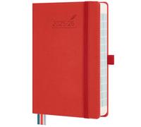 BEZEND Agenda Journalier 2025 2026 17 x 12 cm - 16 Mois Agenda Scolaire 1 Jour par Page - Septembre 2025 à Décembre 2026 - Couverture Rigide en Cuir PU - Rouge