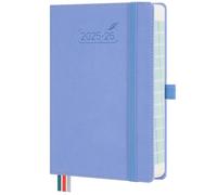 BEZEND Agenda Journalier 2025 2026 17 x 12 cm - 16 Mois Agenda Scolaire 1 Jour par Page - Septembre 2025 à Décembre 2026 - Couverture Rigide en Cuir PU - Bleuet