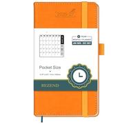 BEZEND Agenda mensuel de poche 2026-2027 (8,9 x 16,5 cm) - Calendrier 2 ans pour sac à main avec pages de notes, papier 100 g/m², poche intérieure, porte-stylo, couverture rigide en cuir végétalien