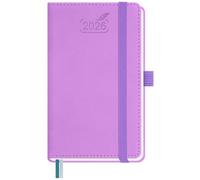 BEZEND Agenda semainier 2026 de poche fin pour l'année complète - 15,5 x 9 cm - Agenda semainier fin 26 avec poche intérieure, porte-stylo et couverture rigide en cuir synthétique - Lavande Format A6