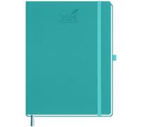 BEZEND Agenda semainier 2026 format A4, format A4, 28,5 x 21,5 cm, grand format vertical, avec fentes horaires et onglet mensuel, avec porte-stylo et couverture rigide en cuir synthétique - Turquoise