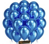 Bezente Pro Duralatex Lot de 120 ballons bleu métallisé extra épais pour remise de diplôme, mariage, enterrement de vie de jeune fille, anniversaire, fiançailles - 25,4 cm