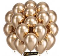 Bezente Pro Duralatex - Lot de 120 ballons champagne métallisés extra épais pour mariage, anniversaire, enterrement de vie de jeune fille, décorations de fête florale, 25,4 cm, chromé