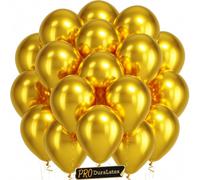 Bezente Pro Duralatex - Lot de 120 ballons extra épais pour mariage, anniversaire de mariage, remise de diplôme, retraite, anniversaire, fiançailles, enterrement de vie de jeune fille (doré métallisé)