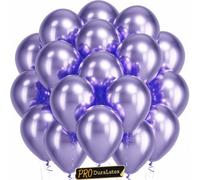 Bezente Pro Duralatex Lot de 120 ballons extra épais pour mariage, enterrement de vie de jeune fille, fiançailles, papillon - 25,4 cm - violet métallisé