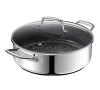 BEZIA Sauteuse à bord haut de 28 cm avec couvercle de 5,2 l, en acier inoxydable 18/10, cocotte avec revêtement antiadhésif en céramique, poêle à induction, convient à tous les types de feux, passe au