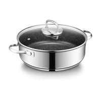 BEZIA Sauteuse de 28 cm de haut, 5,2 l, avec couvercle, en acier inoxydable 18/10, revêtement anti-adhésif, sans rivets, lavable pour tous les types de feux, poêle de service préservant le goût, passe