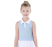 Bezioner Polo Fille Tennis Golf Haut de Sport T-Shirt d'entraînement sans Manches Chemise de Course Tee Bleu 150 (11-12 Ans,140-150 cm)
