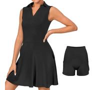 Bezioner Robe Tennis Femme sans Manche Robe Polo avec Shorts Robe Golf Femme avec Poches Ligne A Robes de Sport Nior XS