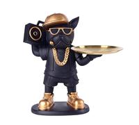 Bezlya Statue décorative Bouledogue français avec plateau de rangement - Cadeau élégant et pratique pour les amoureux des animaux et design (Rap)