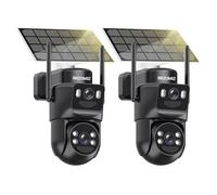 BEZOMIZ 4K Caméra Surveillance WiFi Extérieure à Double Objectif,360° PTZ Caméra IP,8MP Détection Humaine avec Panneau Solaire,Suivi Automatique,Vision Nocturne Couleur
