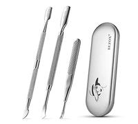BEZOX 3 Types Cuticule Coupe Repousse Pousse Pusher Spatule - Pédicure Manucure Nail Art Soin Outils pour les ongles - Acier Inoxydable