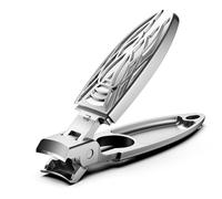 BEZOX Coupe-ongles avec récupérateur - Coupe-ongles à large ouverture avec forme bionique inspirée de la cigale - Coupe-ongles portable pour ongles épais - Avec housse de protection - Argent