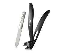 BEZOX Coupe-ongles de précision à tête inclinée ergonomique pour ongles épais seniors - Coupe-ongles à grands doigts pour adulte avec lime à ongles en métal pour hommes et femmes