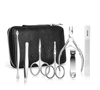 BEZOX Kit Manucure Pedicure Set,Trousse de Coupe-ongles de Voyage,Outils de Soins de Pédicure,7 Pc Coffret Cadeau Femme/Homme Coupe-cuticules Limes a