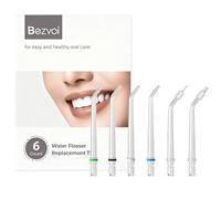 Bezvoi Pointes de rechange uniquement compatibles avec les hydropulseurs Bezvoi Y825/Y211, 4 embouts de jet + 1 embout orthodontique + 1 embout périodontique, têtes de rechange