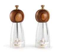 BF BILL.F SINCE 1983 Ensemble de moulins à sel et poivre rechargeables en bois + acrylique - 2 x 5 oz en bois d'acacia - Moulins à sel et poivre - Moulins en céramique - Fonctionnement manuel