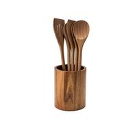 BF BILL. F SINCE 1983 Ensemble d'ustensiles de cuisine en bois 6 pièces Cuillère et spatule Mélange parfait pour casseroles et poêles antiadhésives