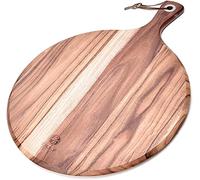 BF BILL.F SINCE 1983 Pelle à pizza en bois d'acacia, planche à découper, plateau de service, pelle à pizza ronde, plateau de transfert pour déplacer pizza, biscuits, gâteaux, pain, 48 x 36,5 x 1,2 cm