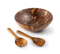BF BILL.F SINCE 1983 Saladier en Bois 30cm Saladier en Bois d'Acacia Set Grand Saladier de Fruits Bol à Mélanger Set de 3 Grands Saladiers