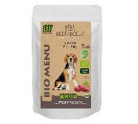 BF Petfood - Biofood Menu Bio à base de 50% de viande de boeuf BIO pour chien. Sachet de 150g