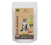 BF Petfood - Biofood Menu Bio à base de 78% de viande de boeuf BIO pour chat. Sachet de 100g