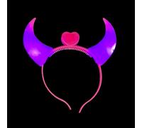 BF Souvenirs 1 serre-tête LED Devil en 3 couleurs - Cornes de diable lumineuses avec cœur - Pour fête de jeune fille, enterrement de vie de jeune fille, Halloween, fête populaire, anniversaire