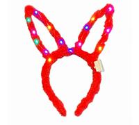 BF Souvenirs 1 serre-tête LED en peluche Little Bunny avec oreilles de lapin en 4 couleurs, clignotant et lumineux - Pour fête, carnaval, anniversaire, fête à thème, carnaval, princesse, reine