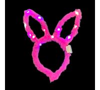 BF Souvenirs 1 serre-tête LED en peluche Little Bunny avec oreilles de lapin en 4 couleurs, clignotant et lumineux - Pour fête, carnaval, anniversaire, fête à thème, princesse, reine (rose)
