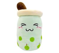 BF Souvenirs Peluche Kawaii Bubble Tea 30 cm, mignonne au design Boba Tea, tasse en peluche douce, comme décoration, coussin et cadeau, au look mignon et spongieux, vert menthe
