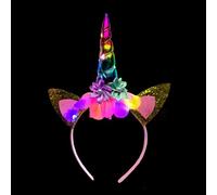 BF Souvenirs Serre-tête licorne LED Little Unicorn - Multicolore clignotant et lumineux pour anniversaire d'enfant, fête, princesse, fête d'enfant, carnaval